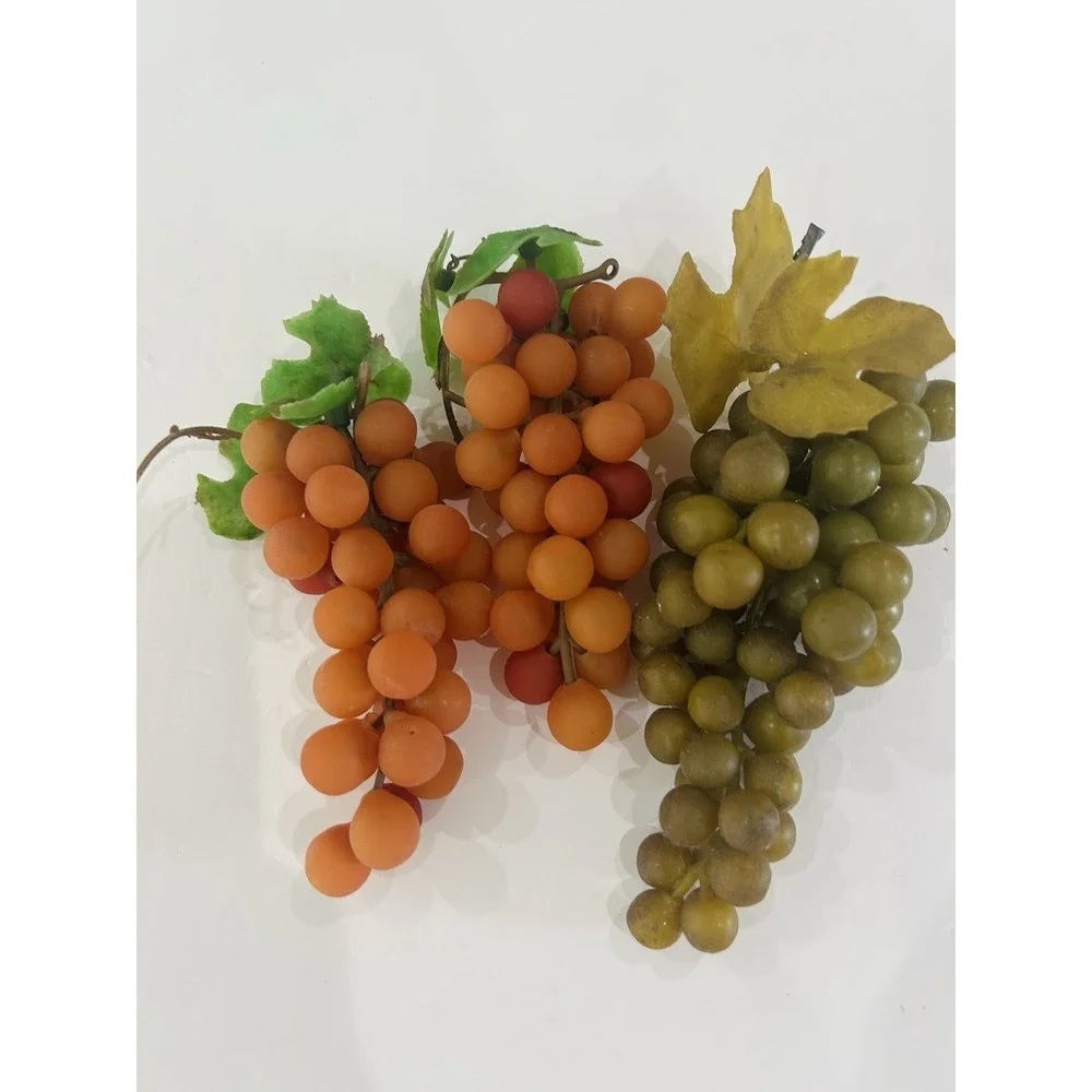 Lot Of 3 Vintage Faux Grapes‎ Realistic Decorative Fruit Rubber Plastic Decor